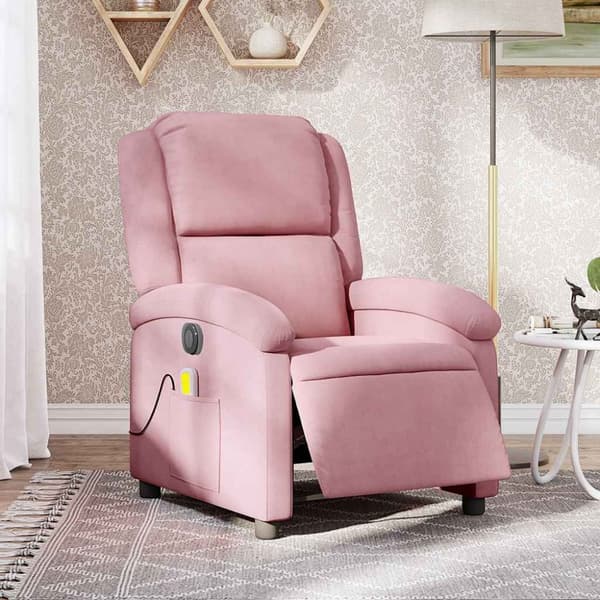 Elektrisk massagefåtölj rosa sammet