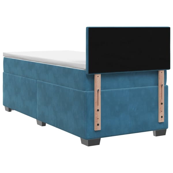 Boxspring säng med madrass och LED Blå 100 x 200 cm Sammet