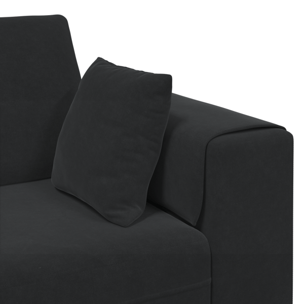 Soffa Svart 250 x 77 x 76 cm Sammet