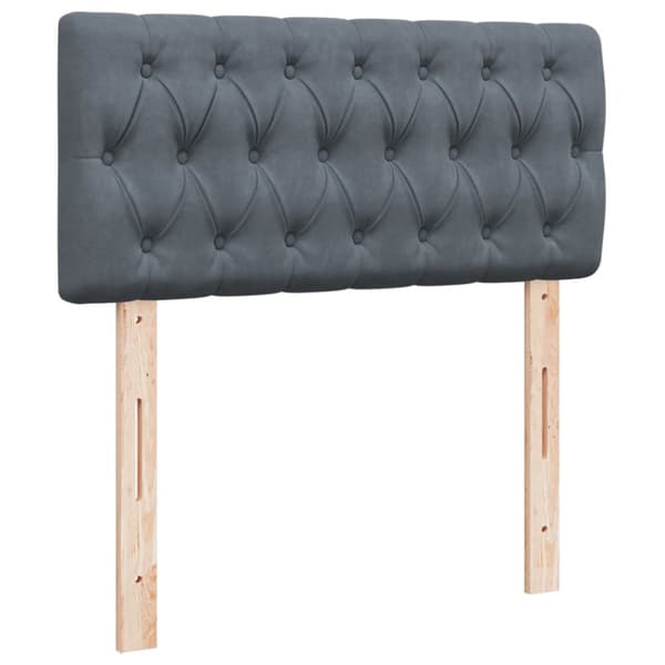 Ramsäng med madrass mörkgrå 90x200 cm sammet