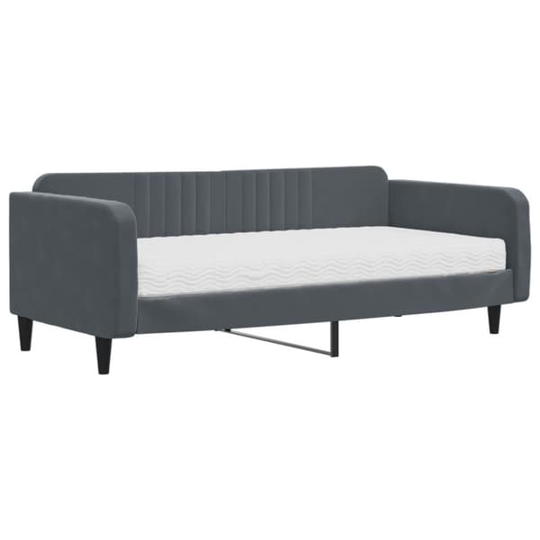 Dagbädd med madrass mörkgrå 100x200 cm sammet