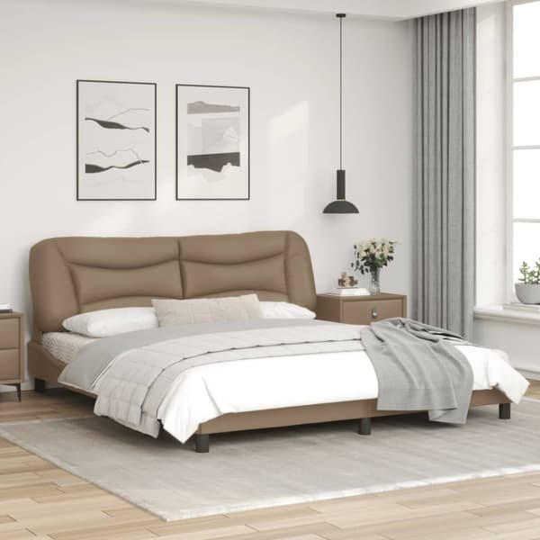 Bed Frame with LED without Mattress "Hvar" Cappuccino 180x200 cm