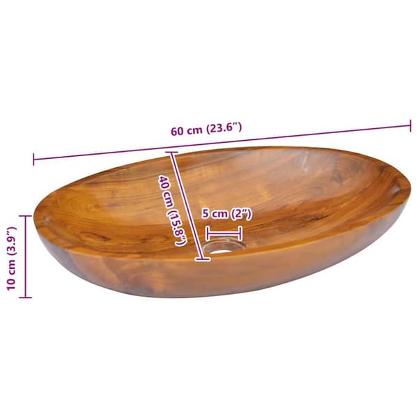 Handfat massiv teak 60x40x10 cm