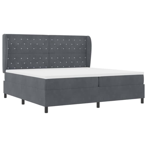 Bäddfjäder med madrass Mörkgrå 200 x 200 cm Sammet