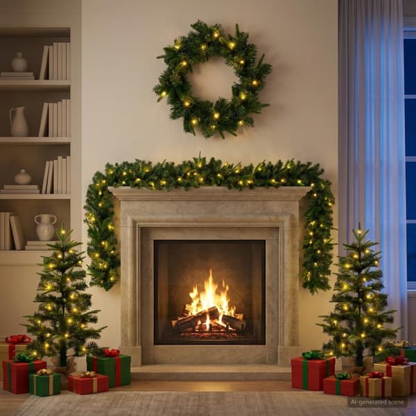 Mini julgran 90 cm 175 LED-lampor Varmvit PVC och PE Grön