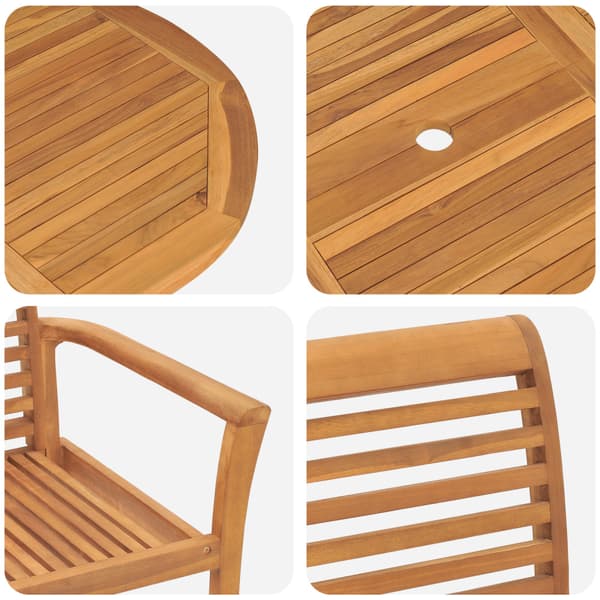 Trädgårdsmöbelset 7 pcs Brun Massivt teakträ