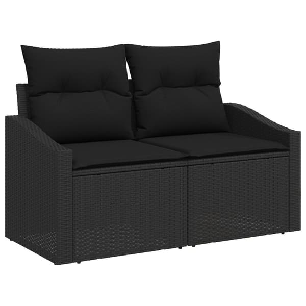 Trädgårdsoffset 9 st Svart Poly rattan