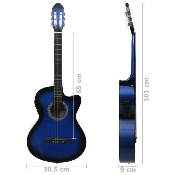 Westerngitarr med cutaway EQ och 6 strängar blå