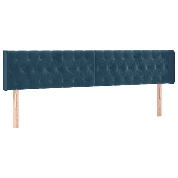 Ramsäng med madrass mörkblå 180x200 cm sammet