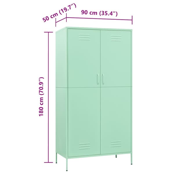 Garderob 90x50x180 cm mintgrön stål