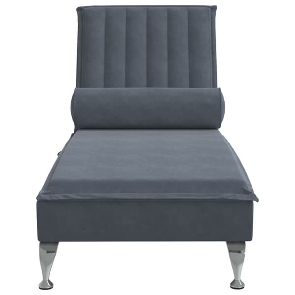 Massageschäslong med bolster mörkgrå sammet