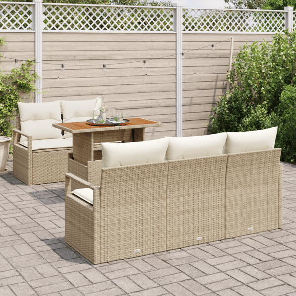 Trädgårdsoffset med lagring 6 pcs Beige Poly rattan