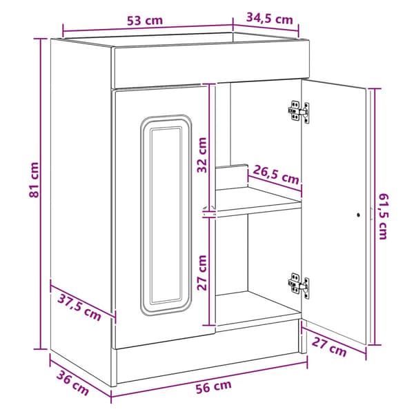 Badrumsmöbelset Vit 56 x 37,5 x 81 cm Konstruerat trä