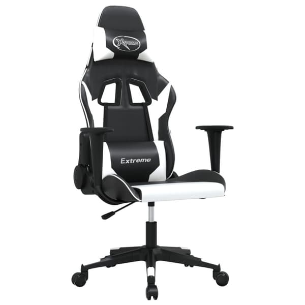 Gamingstol svart och vit konstläder