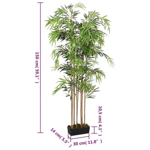 Konstväxt bambu 1095 blad 150 cm grön