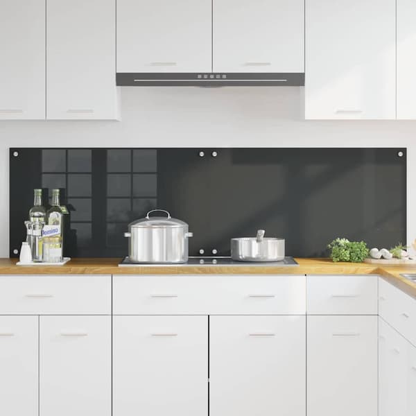 Köksskydd 2 pcs Mörkgrå 90 x 50 cm härdat glas