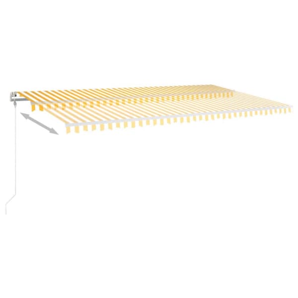 Automatisk markis med vindsensor & LED 600x300 cm gul/vit