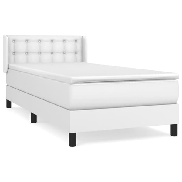 Ramsäng med madrass vit 80x200 cm konstläder