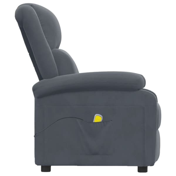 Massagefåtölj mörkgrå sammet