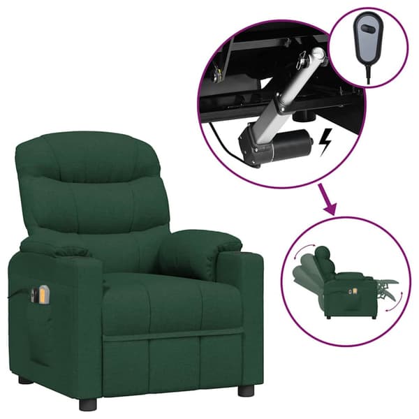 Massagefåtölj mörkgrön tyg