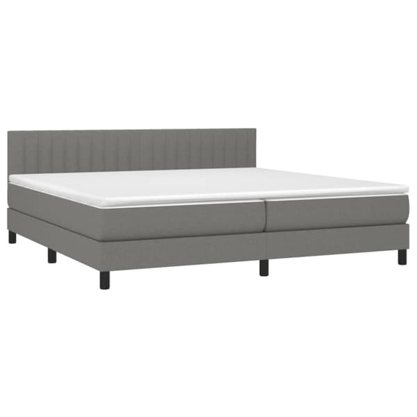 Ramsäng med madrass & LED mörkgrå 200x200 cm tyg