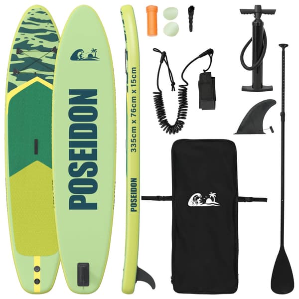 Uppblåsbar Stand Up Paddle Board POSEIDON Grön 335 x 76 x 15 cm