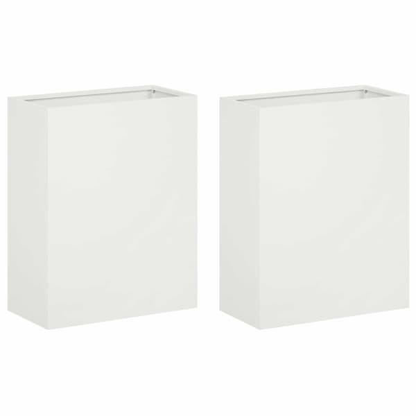 Trädgårdsplanterare 2 st Vit 40 x 20 x 40 cm Kallvalsat stål