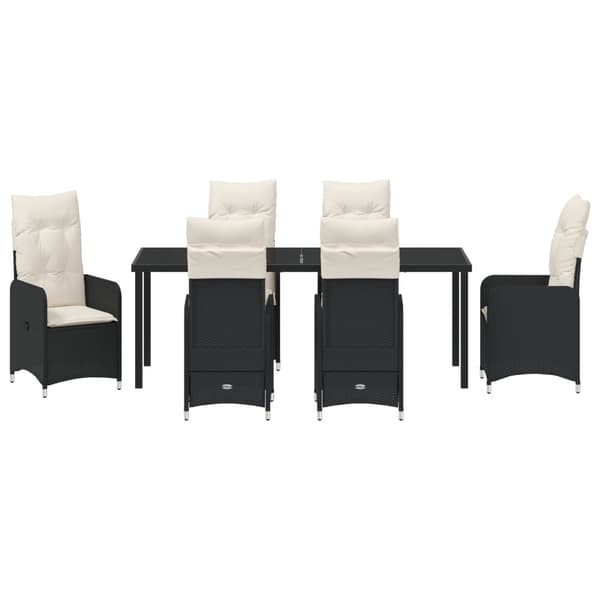 Trädgårdsmöbelset 7 pcs Svart konstrotting