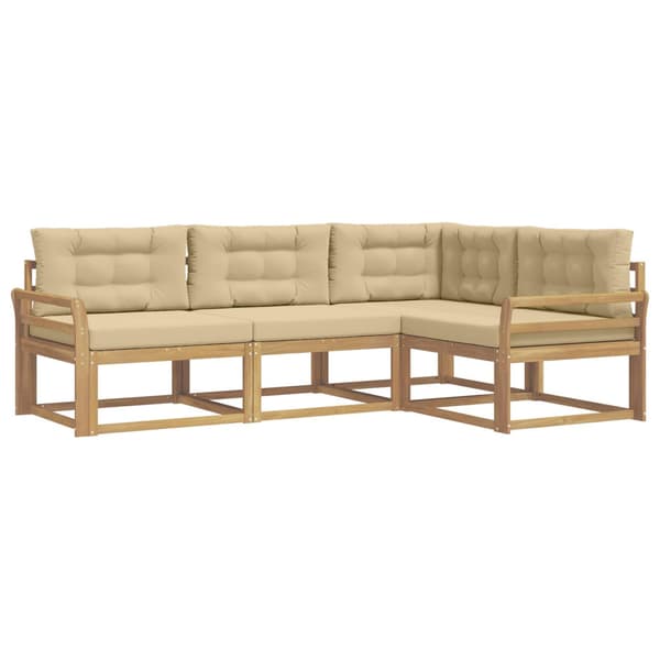 Utomhussoffset med kudde 3 pcs Vit och Beige Polyester