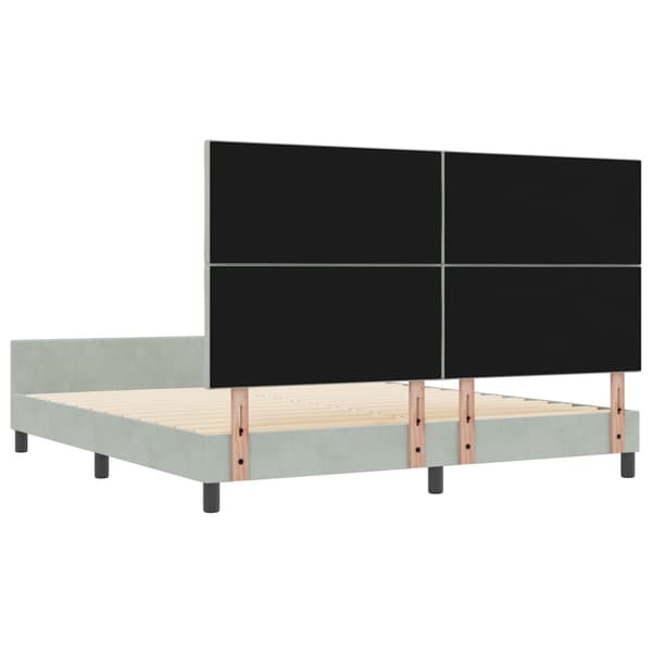 Bäddfjäder med huvudgavel Ljusgrå 180 x 200 cm Sammet