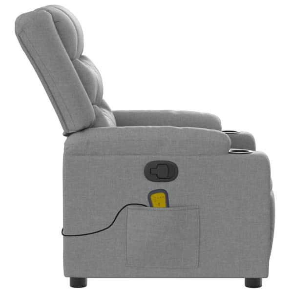 Massagefåtölj ljusgrå tyg