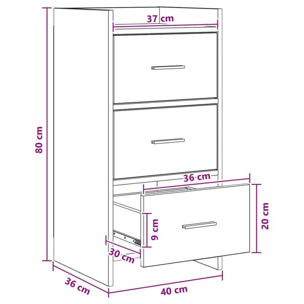 Sideboard Rökt ek 40 x 36 x 80 cm Konstruerat trä
