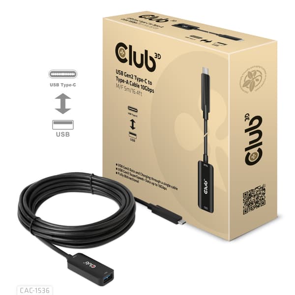 Club 3D - USB typ C-förlängningskabel - USB-C till USB typ A - 5 m