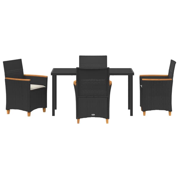 Trädgårdsmöbelset 5 pcs Svart konstrotting