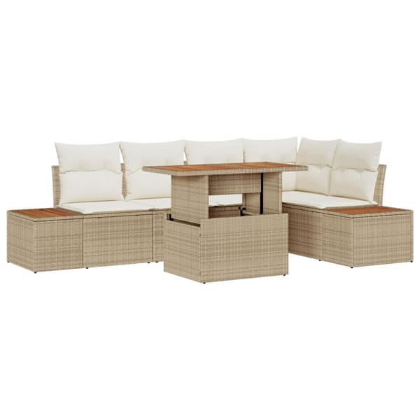 Trädgårdsoffset 6 st Beige konstrotting