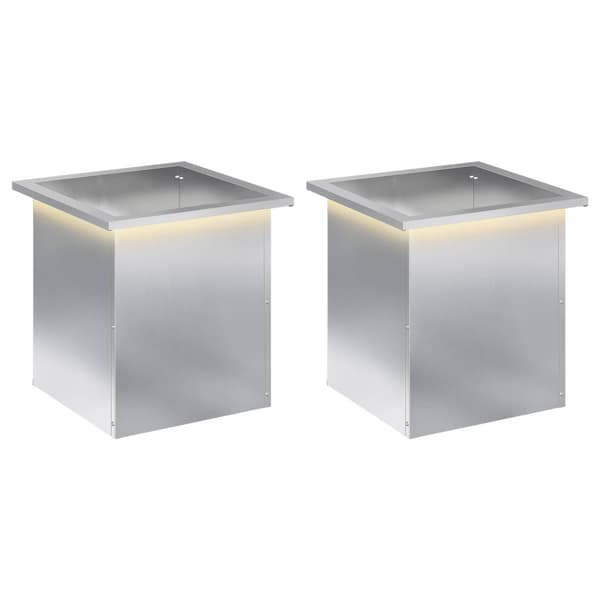 Odlingslåda med LED 2 st Silver 40 x 40 x 40 cm