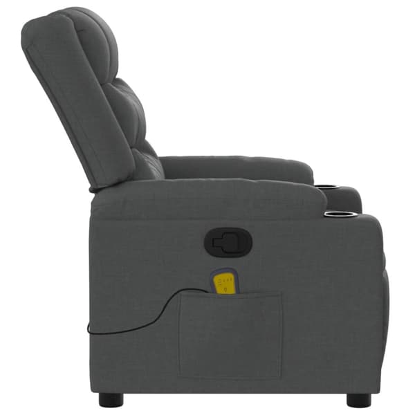Massagefåtölj mörkgrå tyg
