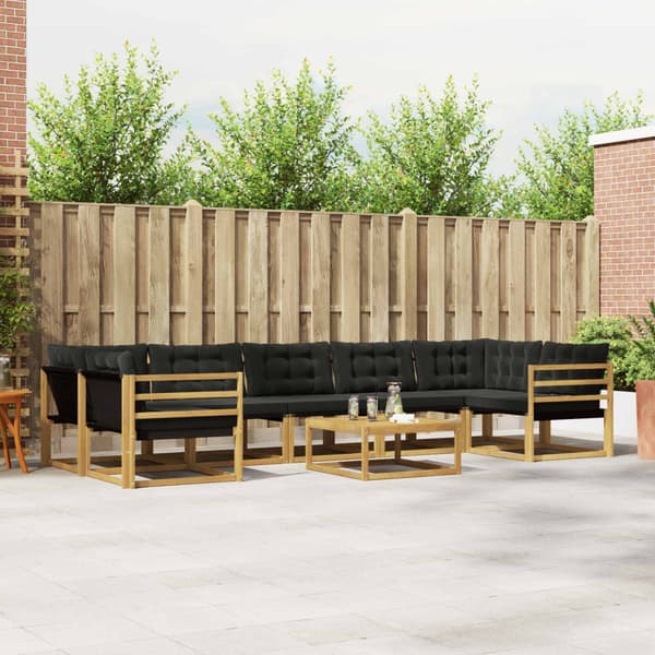 Utomhussoffset 8 pcs Vit och svart 79 x 79 x 37 cm