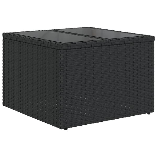 Trädgårdsoffset med kudde 9 pcs Svart Polyrattan