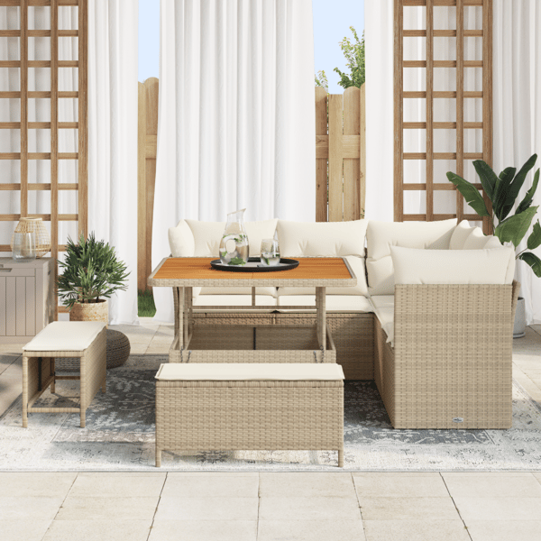 Trädgårdsoffset 8 st Beige konstrotting