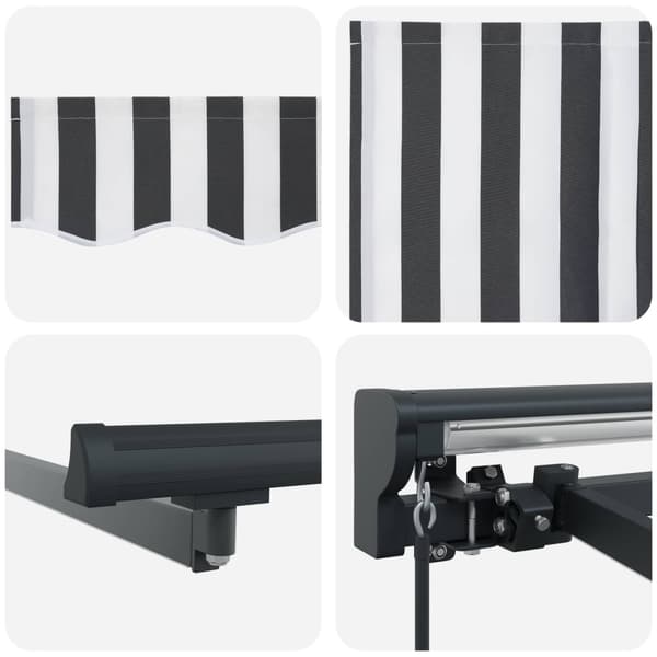 Manuell markisram med LED-lampor Antracit och vitt 4,5 × 3,5 m