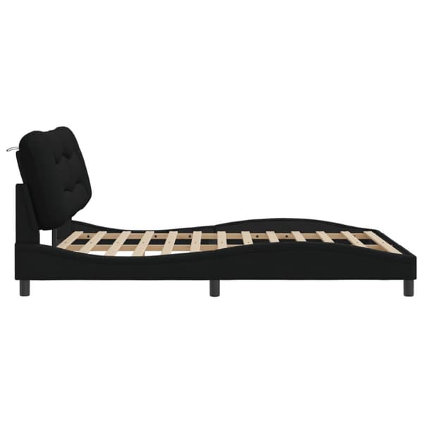 Bed Frame without Mattress "Hvar" Black 160x200 cm Fabric