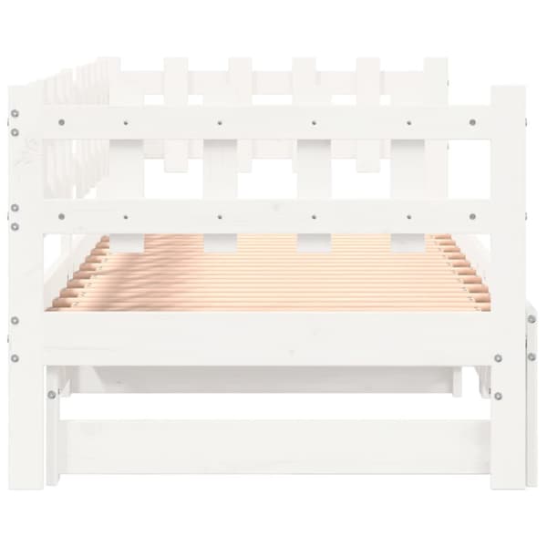 Utdragbar dagbädd vit 2x(90x190) cm massiv furu