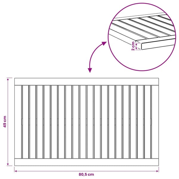 Bordsskiva 80,5 x 49 x 2 cm Rektangulär Massivt Akaciaträ Vit