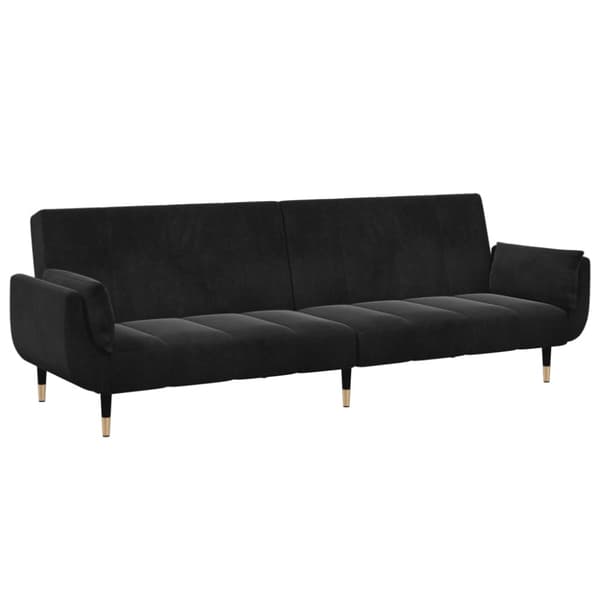 Bäddsoffa 2-sits med fotpall svart sammet