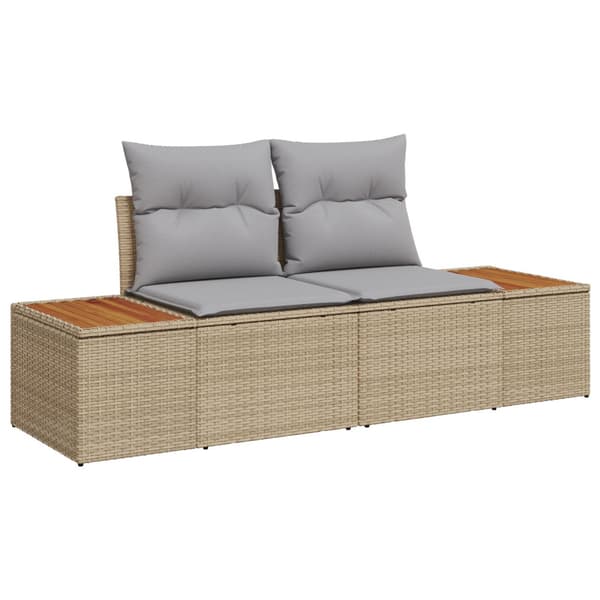 Trädgårdsoffset med kudde 8 pcs Beige Poly rattan