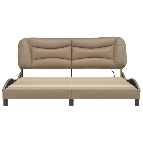 Bed Frame with LED without Mattress "Hvar" Cappuccino 180x200 cm