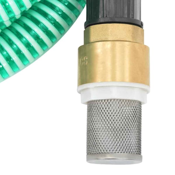 Sugslang med kopplingar mässing grön 1,1" 10 m PVC