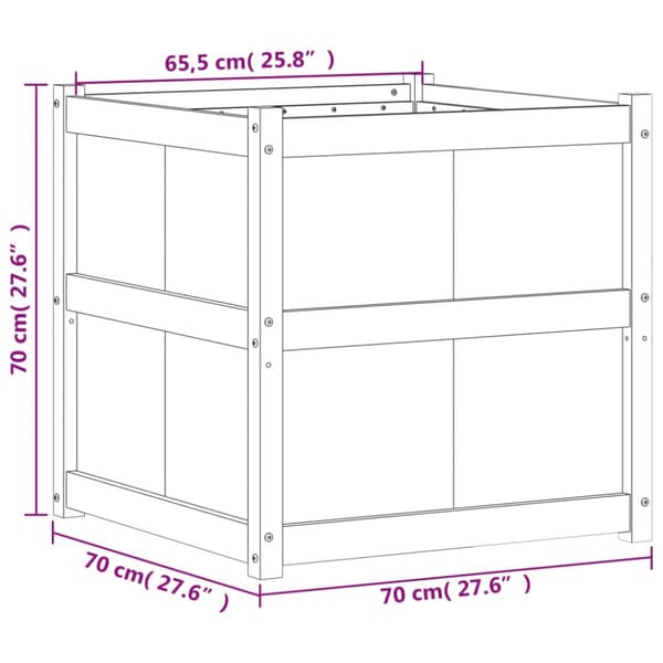 Odlingslåda 70x70x70 cm massiv furu