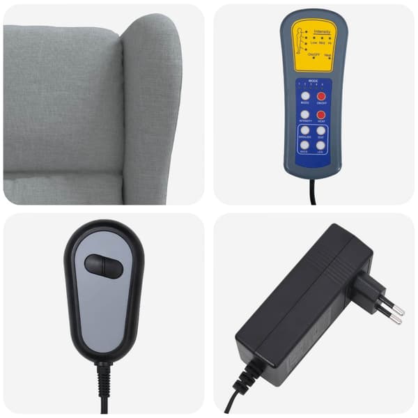 Vingback Elektrisk Massagefåtölj Ljusgrå Tyg